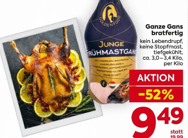 Ganze Gans bratfertig