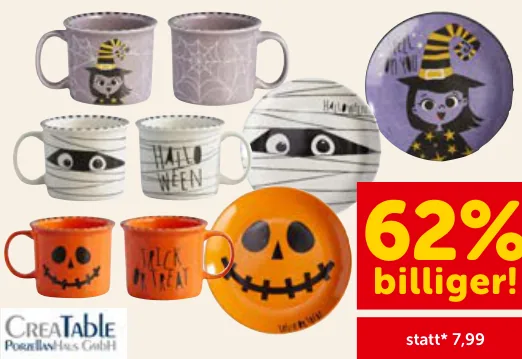 Teller oder Tassen "Halloween"